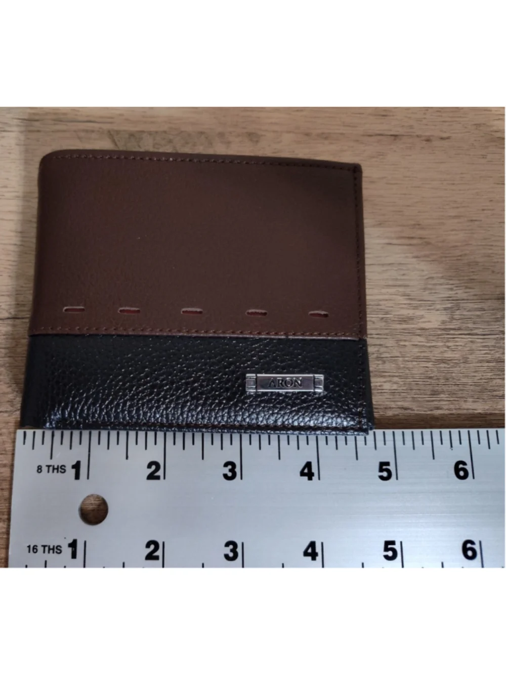 ARON Men's Black and Brown Bifold Wallet